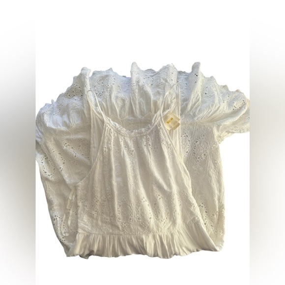 Anthropologie Maeve White Eyelet Sundress Sz 2 High Neck Full Skirt Cruise Vacay - Picture 7 of 9